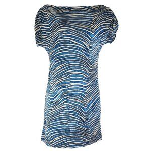 Trina Turk Dress Womens Size‎ P/2 Blue White Striped Short Sleeve Shift Casual